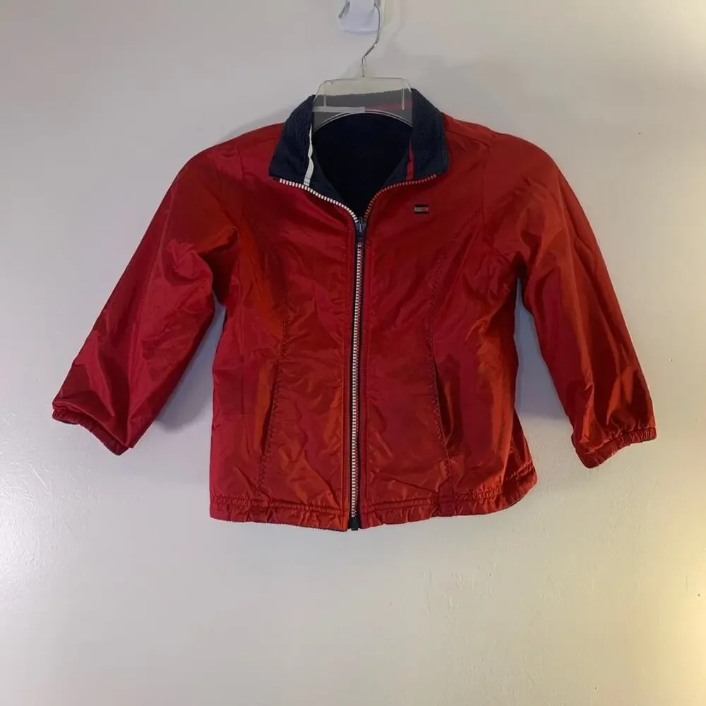 TOMMY HILFIGER Boy’s Red/White/Blue Reversible Zip Up Jacket / Size: Small 5-6